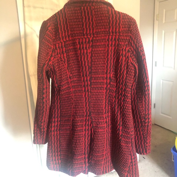 🎁Black and Red Thigh Length Pea Coat🎁 - Picture 6 of 8